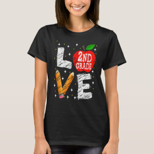 Camiseta Amar el segundo grado de Apple de vuelta a la escu