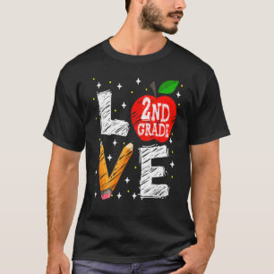 Camiseta Amar el segundo grado de Apple de vuelta a la escu