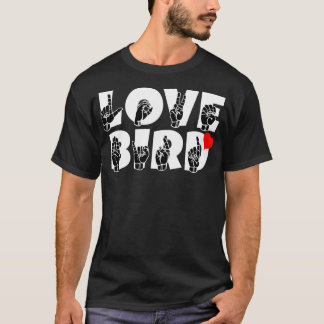 Camiseta AMAR el texto de BIRD y el diseño del lenguaje de 