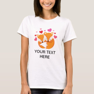 Camiseta Amar el texto personalizado de pareja de zorros