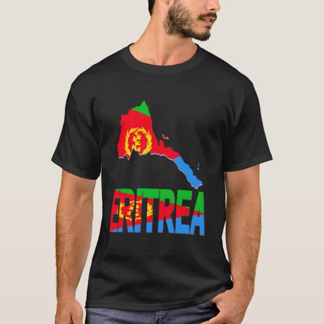 Camiseta Amar Eritrea con bandera eritrea dentro del mapa d (Anverso)