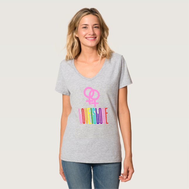 Camiseta Amar es amar el arcoiris Textos LGBTQ Orgullo Lesb (Anverso completo)