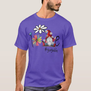 Camiseta Amar Gaga Life Gnome Flor Art Bird Abuela