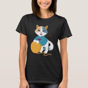 Camiseta amar ganchillo y gatos hilo tejer tejido hilo