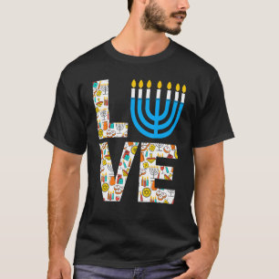 Camiseta Amar Hanukkah Menorah Decoración de la Familia