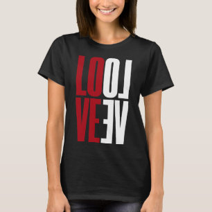 Camiseta Amar la alta tipografía del espejo vertical rojo b