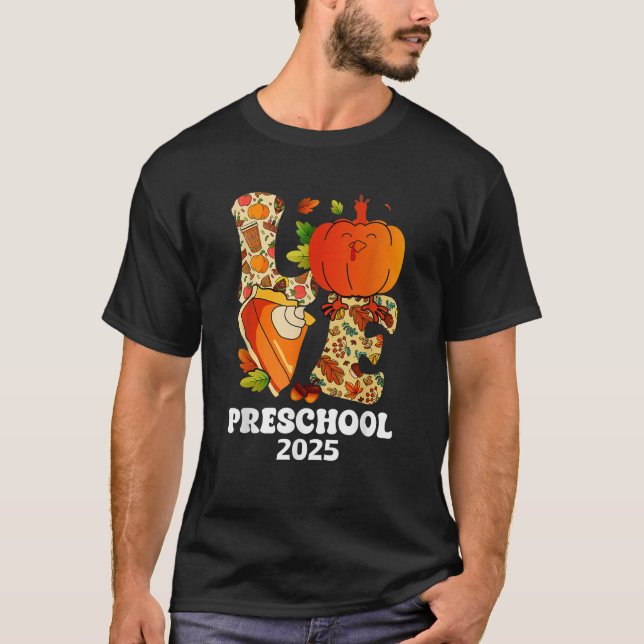 Camiseta Amar la divertida calabaza de Turquía de preescola (Anverso)