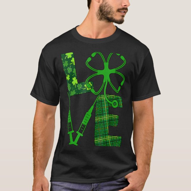 Camiseta Amar La Jeringa De Stethoscope St Patrick S Day En (Anverso)