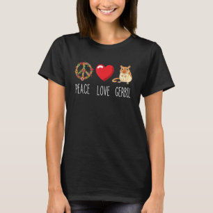 Camiseta Amar la Paz Gerbil Unidad del Corazón Rodent Rat A