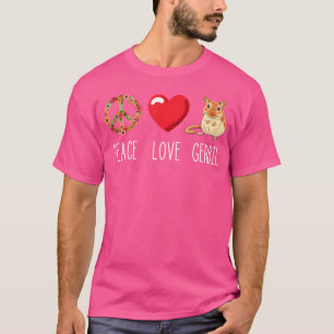 Camiseta Amar la Paz Gerbil Unidad del Corazón Rodent Rat A