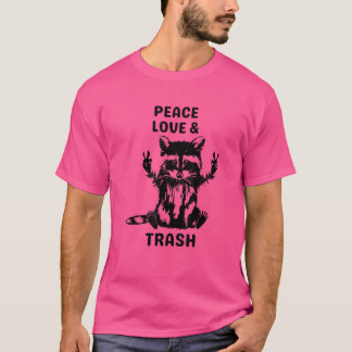 Camiseta Amar la paz y la basura Raccoon Naturaleza Senderi