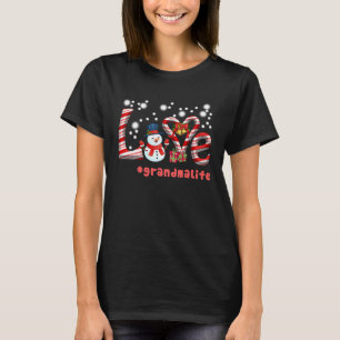 Camiseta Amar la vida de la abuela Snowman Candy Canes Fam