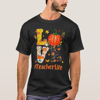 Camiseta Amar la vida de maestro de calabaza Día de Acción
