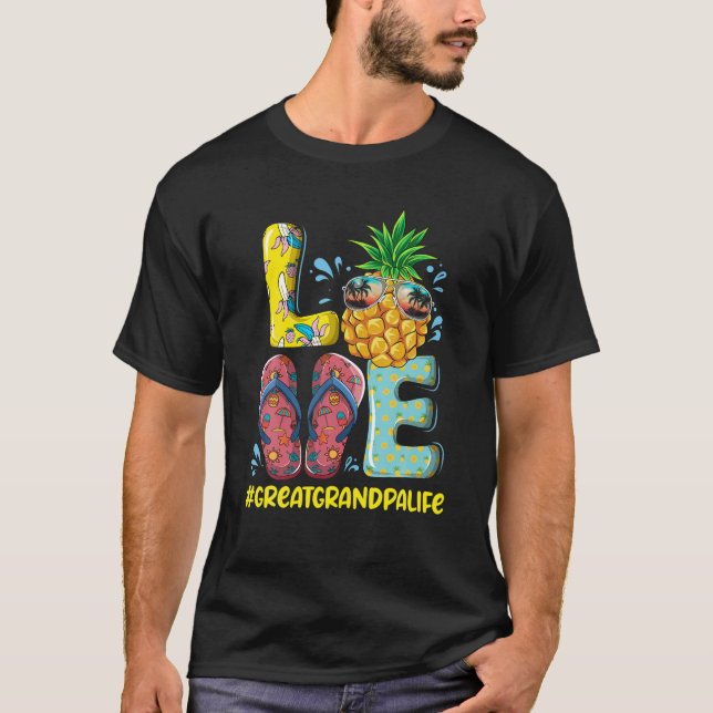 Camiseta Amar la vida del abuelo Flip Flops Hippie Pineappl (Anverso)