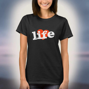 Camiseta ¡Amar la vida! Diseño del corazón rojo.