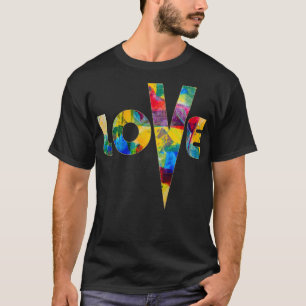 Camiseta Amar las letras del arcoiris multicolor abstractas