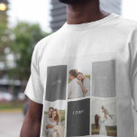 Camiseta Amar las vidas aquí | El regalo de la familia de t<br><div class="desc">Presentando un cálido y personalizado regalo que celebra la esencia de la familia, con un hermoso marco gris adornado con una conmovedora cita de "Love Lives Here" y tres preciadas fotos. Cada vez que el destinatario vea este notable regalo, su corazón se llenará de recuerdos cariñosos y una profunda apreciación...</div>
