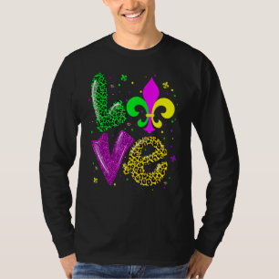 Camiseta Amar Mardi Gras Fleur De Lis Leopardo Nueva Orlean