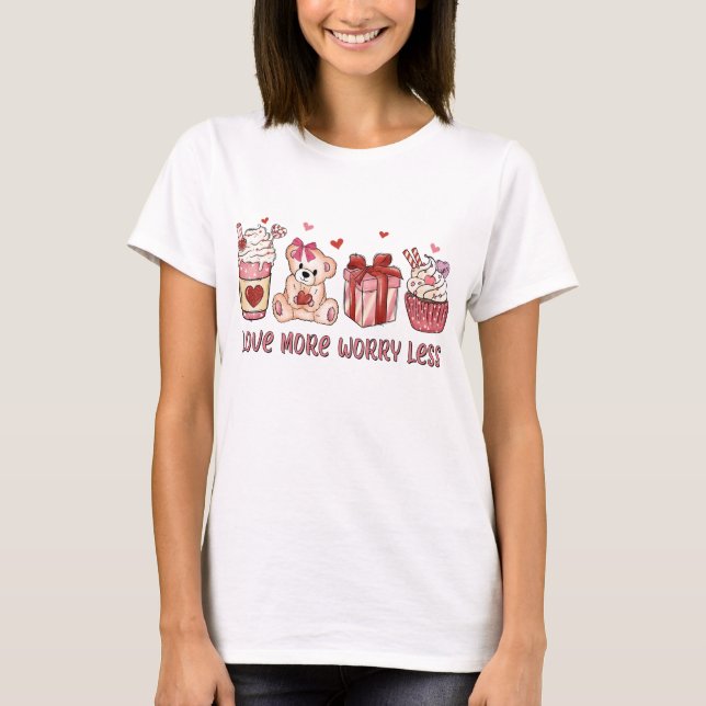 Camiseta Amar más preocupación menos El día de San Valentín (Anverso)