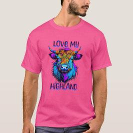 Camiseta Amar mi arte de estilo ciberpunk de vacas de Highl