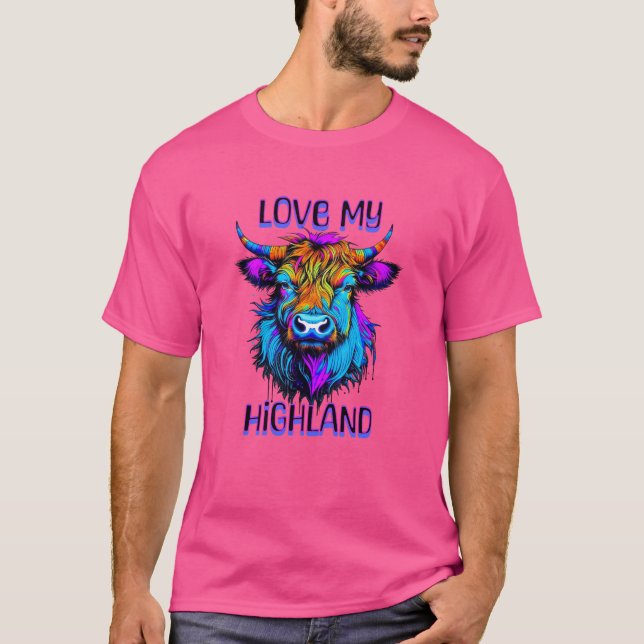 Camiseta Amar mi arte de estilo ciberpunk de vacas de Highl (Anverso)