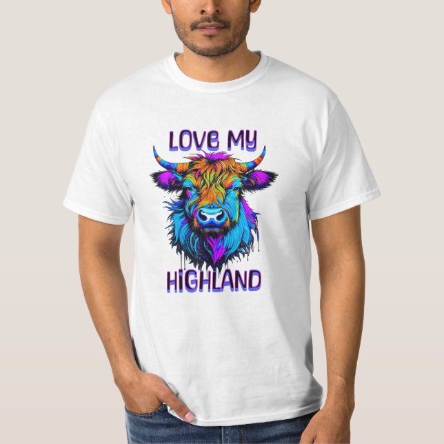Camiseta Amar mi arte de estilo ciberpunk de vacas de Highl (Anverso)