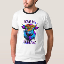 Camiseta Amar mi arte de estilo ciberpunk de vacas de Highl