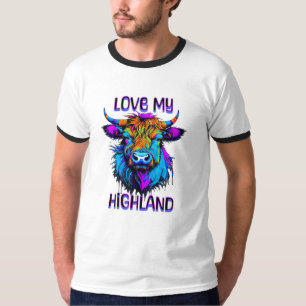 Camiseta Amar mi arte de estilo ciberpunk de vacas de Highl