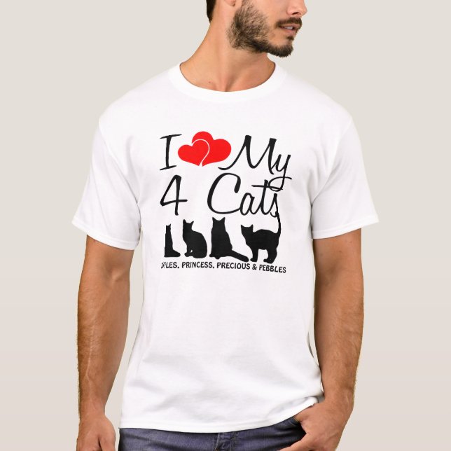 Camiseta Amar mis cuatro gatos (Anverso)
