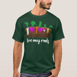 Camiseta Amar mis raíces Vegetales cultivando jardín verde