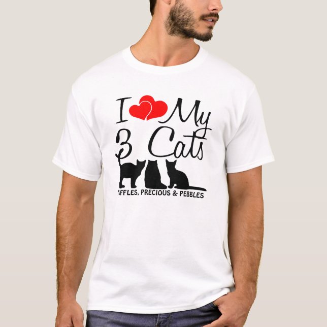 Camiseta Amar mis TRES Gatos (Anverso)