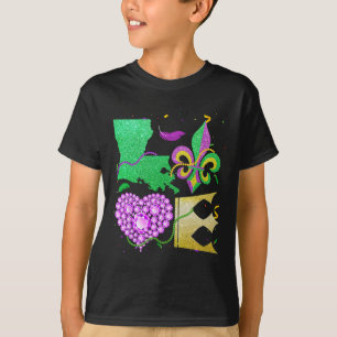 Camiseta Amar Nola Louisiana Mapa Cuentas Y Grasa Corona Tu