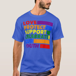 Camiseta Amar Proteger Apoyo Celebrar dice Juventud Gays tr