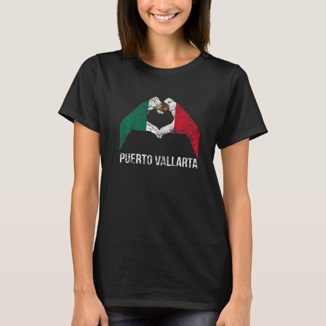 Camiseta Amar Puerto Vallarta México Vacaciones México Vint (Anverso)