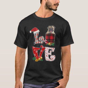 Camiseta Amar Pug Xmas Pocket Plaid Navidades