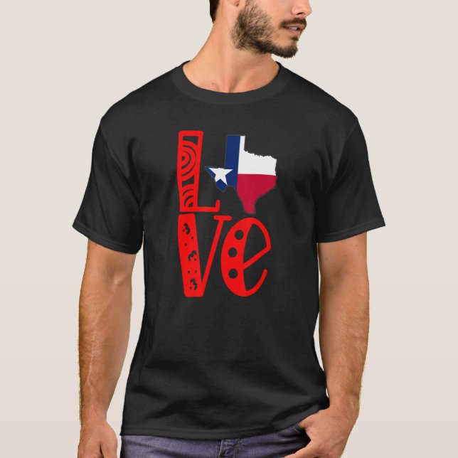 Camiseta Amar Texas en letras a bloque (Anverso)