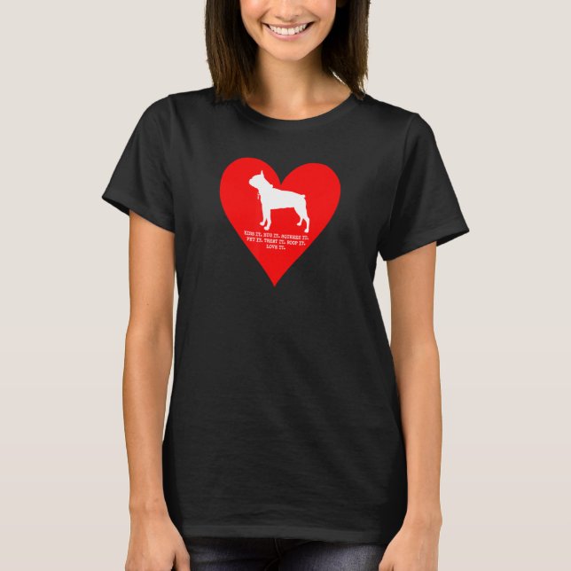 Camiseta Amar tu Boop de corazón de perro de Boston terrier (Anverso)