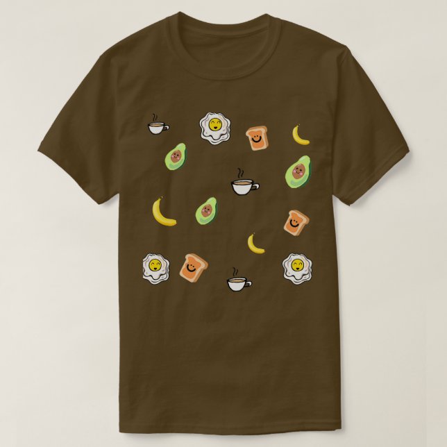 Camiseta Amargo de patrón de desayuno corto 3 (Diseño del anverso)