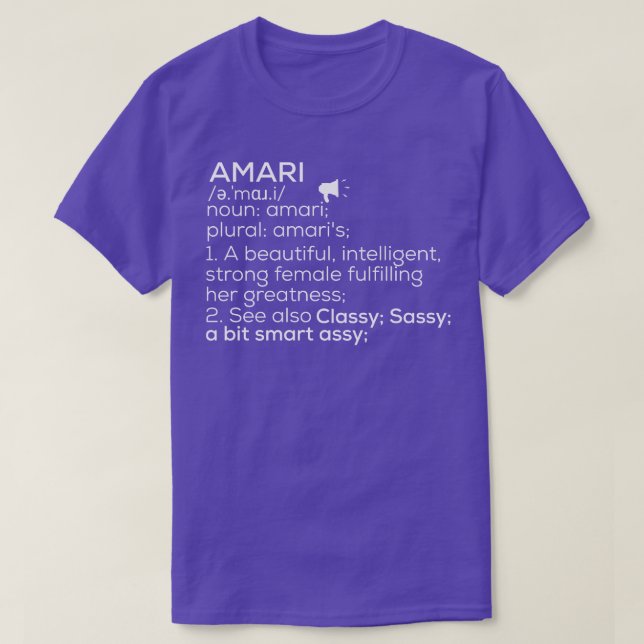 Camiseta Amari Nombre Amari Definición Amari Nombre femenin (Diseño del anverso)