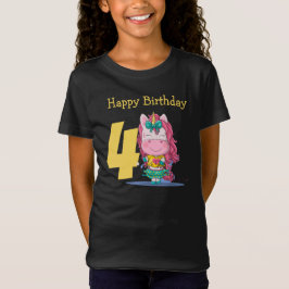 Camiseta amarilla de 4 años de Unicornio