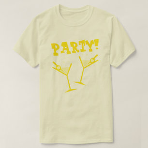 Camiseta amarilla de bebidas para fiesta retro