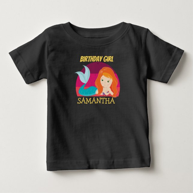 Camiseta amarilla de cumpleaños de Sirena de la pu (Anverso)