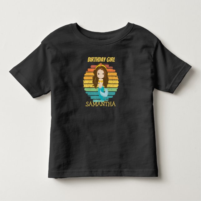 Camiseta amarilla de cumpleaños Sirena de la puest (Anverso)