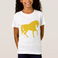 Camiseta amarilla de oro de los chicas del caballo