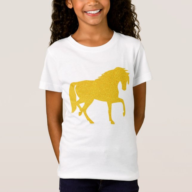 Camiseta amarilla de oro de los chicas del caballo (Anverso)