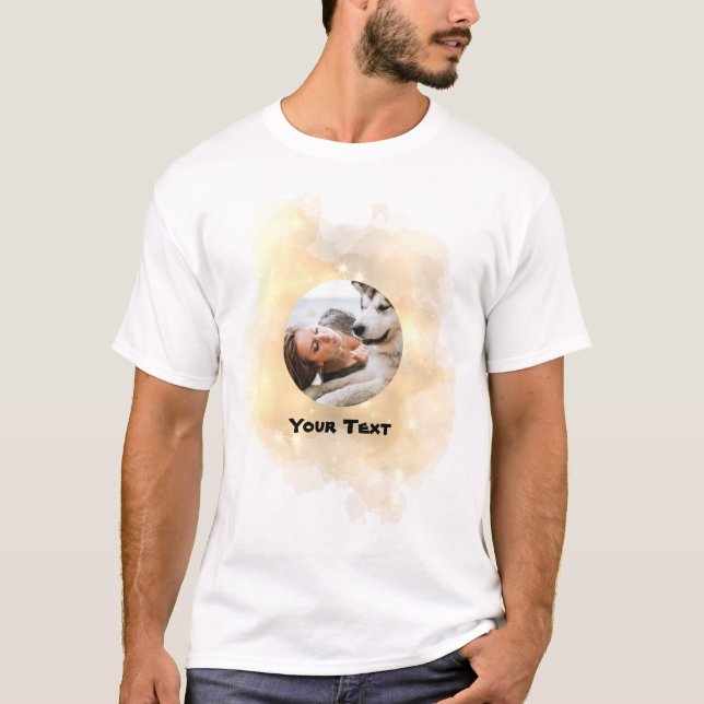 Camiseta amarilla personalizada con foto y texto (Anverso)