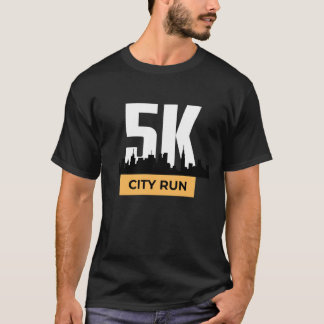 Camiseta amarilla y negra moderna de 5K de ciudad