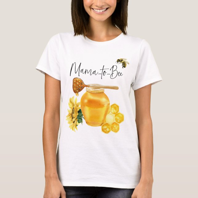 Camiseta Amarillo Acuarela Sunflower Bee Baby Shower (Anverso)