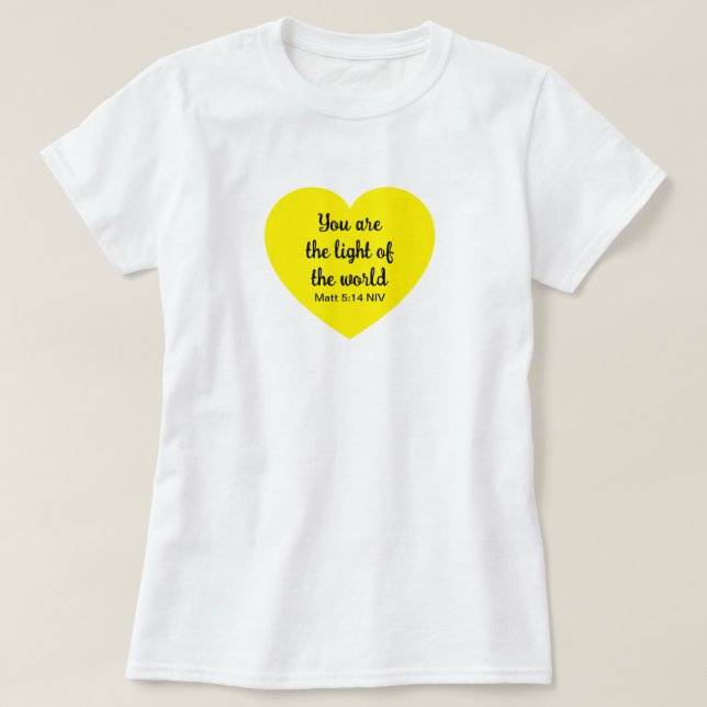 Camiseta Amarillo brillante suave de la luz del mundo blanc (Diseño del anverso)