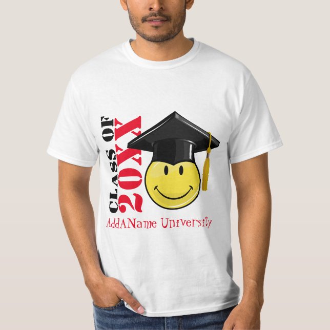 Camiseta Amarillo clásico con un casquillo de la graduación (Anverso)
